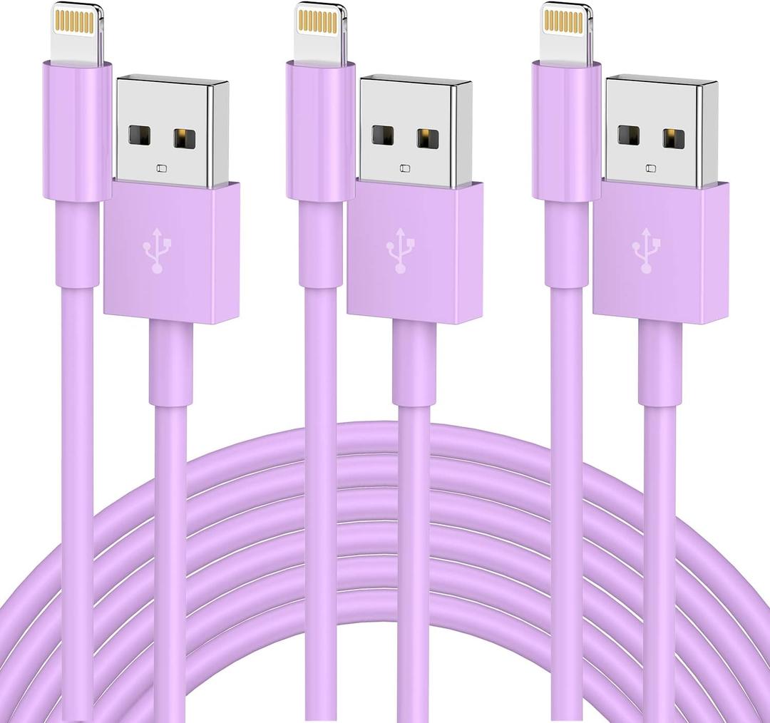 iPhone Charger Cable 10 Ft [Apple MFI Certified], QZIIW 3Pack 10 Feet Long USB to Lightning Cable, Apple Charging Power Cord 10 Foot for iPhone 14 13 12 11 Pro Max Mini XR X 9 8 7Plus 6 6s ipad-Purple