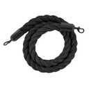 Montour Line Black Heavy-Duty Twisted Polypropylene Rope 6 Feet with Black Powder Coated Steel Snaps, Post Queue Line Barrier for Movie Theaters, Grand Openings, Hotels