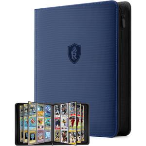9 Pocket Toploaders Binder with Zipper  Holds 288 Top Loaders  Premium Double-Sided Card Album for Trading Cards, TCG, MTG, Sports Cards (Midnight Blue)