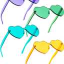 Gejoy 15 Pairs Heart Shaped Sunglasses for Women Men Valentine Transparent Candy Color Frameless Glasses