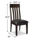Signature Design by Ashley Haddigan Faux Leather Cushioned Rake Back Dining Chair, 2 Count, Dark Brown