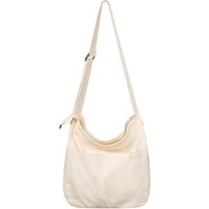 Etercycle Canvas Tote Bag for Women, Large Crossbody Hobo Bag Casual Shoulder Bag Shopping Handbags Messenger Bags (Beige)