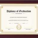 8.5x11 Diploma Frame Real Wood with Gold Trim, Mahogany Frame with Real Glass