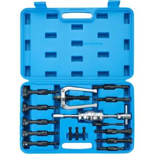 16pcs Blind Hole Collet Bearing Race and Seal Puller Extractor Kit, Blind Inner Bearing Puller, Hole Remover Extractor Set, Slide Hammer Puller Tool Set (Blue)
