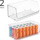 mDesign Modern Stackable Plastic Open Front Dip Extra Large Storage Organizer Bin Basket for Kitchen Organization, Shelf, Cubby, Cabinet, and Pantry Organizing Decor, Ligne Collection - 2 Pack - Clear
