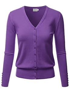 LALABEE Women's V-Neck Long Sleeve Button Down Sweater Cardigan Soft Knit, XL