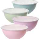 Greentainer 4-Piece Plastic Mixing Bowl Set with Lids for Kitchen, 67oz Lightweight Storage Bowls, Large Salad Bowls for Baking, Prepping, Cooking and Serving Food, Dishwasher & Microwave Safe