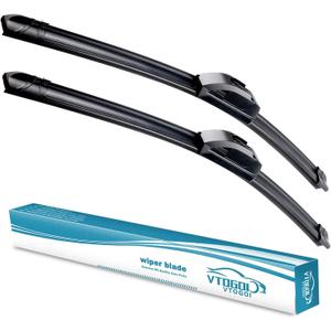 OEM Quality 24''+19'' Premium All-Season Auto Windshield Natural Rubber J-Hook Wiper Blades(Pack of 2)