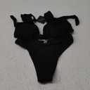 ZAFUL 2025 Cheeky Bikini Sets for Women High Cut Swimsuit Textured Ribbed Bikini Thong Bathing Suit (Small, Black)