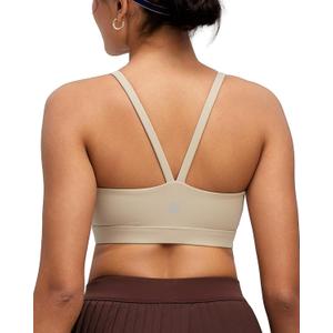 RUNNING GIRL Sports Bras for Women,Light Impact Molded Cup Strap Sports Bra with Sewn in Pads,Best for A-C Cup (Nude, Size L)
