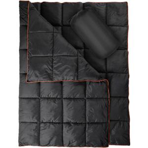 REDCAMP Alternative Down Camping Blanket, Waterproof and Warm Outdoor Travel Quilt for Camping, Hiking and Backpacking, 79"x59", Black