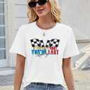 Racing Shirt Women Race Day Checkered Flag Printed Tshirt Car Race Team Lover Shirt Raceday Short Sleeve Tee Tops