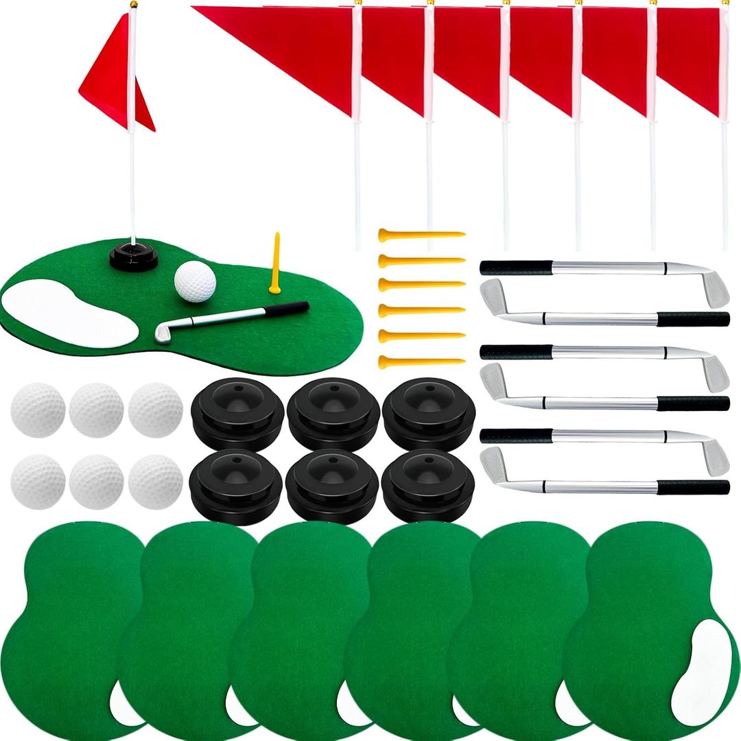 6-Set Golf Table Centerpieces Premium Golf Party Decorations Including Golf Balls, Turf, Clubs, Tees, Sand Traps, Red Flags & Stands,Golf Pen, Ideal for SportsThemed Birthday Parties & Event Decor