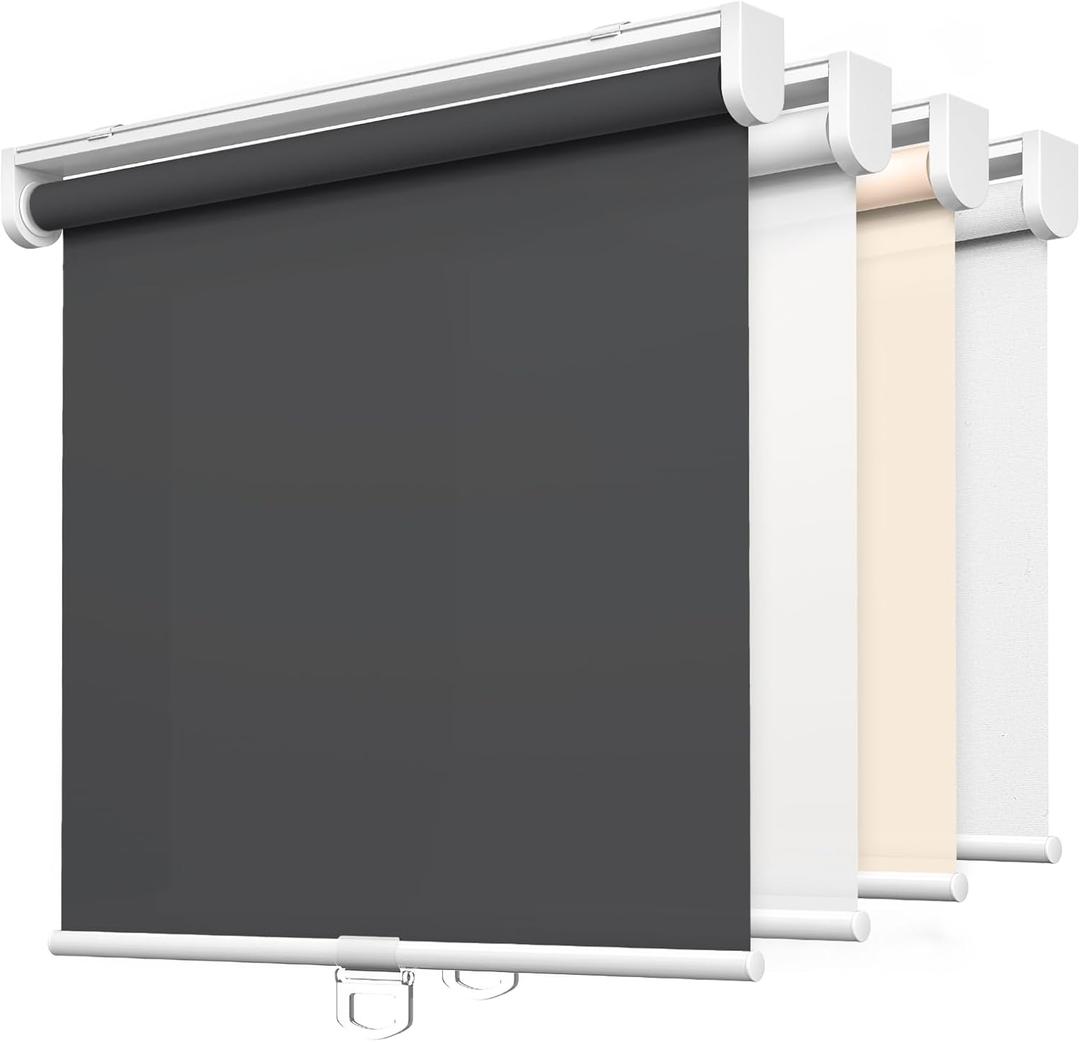 LazBlinds No Tools No Drill Cordless Roller Shades, Light Filtering Roller Blinds for Windows, Thermal Insulated UV Protection Roll Up Window Blinds and Shases, 31'' W x 72'' H, Grey