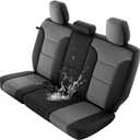 GIANT PANDA Neoprene Rear Seat Covers Customized Chevy Silverado & GMC Sierra1500 2500HD 3500HD Crew Double Cab(2014-2018), Waterproof&UV Resistant, Foam Padded, Front Seat Cover Set, Black&Gray/Grey