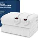 Heated Mattress Pad Queen Size - Embossed Electric Mattress Pad Cover Dual Control - 1-10 Hours Auto Shut Off with Deep Pocket White