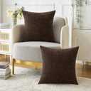 MIULEE Chenille Fall Euro Pillow Covers Chocolate Brown 24x24 Pack of 2 | Soft Modern Fall Decor, Classic Decorative Pillows, Solid Dyed Cases, Couch Cushion Covers for Sofa Bed Living Room