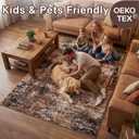 Merelax 8x10 Washable Brown Red Area Rugs for Living Room, Non-Slip Backing Modern Abstract Large Rug, Stain Resistant Low Pile Carpet for Bedroom, Dining Room, Home Office Decor