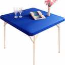 Cocktail Elastic Square Tablecloth Fitted Spandex Stretch Square Table Covers Blue Table Topper 42x42 Inch