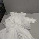 OYOANGLE Women's Ruffle Trim Long Sleeve Belted Sheer Mesh Wedding Bride Robe Nightgown Size S
