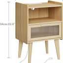 Nightstand with Charging Station, Natural Wood Bedside Tables, Modern End Table, Side Table with 2 Tiers Storage Space for Bedroom Living Room MLBZ07YE-2