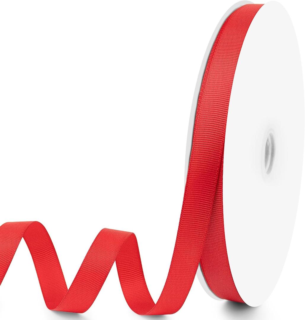 5/8" X 100 Yards Red Grosgrain Ribbon, Premium Grosgrain Ribbon for Sewing, Gift Wrapping, Bow Making, Wedding Decor, Wrapping and More (Red)