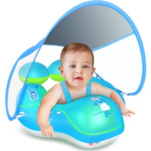 LAYCOL Baby Swimming Float with UPF50+ Sun Canopy Baby Floats for Pool No Flip Overbaby Pool for Baby Age of 3-36 Months (Large, Blue)