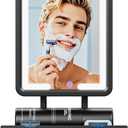 Heated Shower Mirror Fogless for Shaving 2025 New, 3 Colors Stepless Dimmable Lights Anti Fog Shower Mirror, Fog Free Mirror for Shaving with Razor Holder for Men, NO-Drilling, Removable - Black