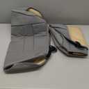 2PCS Leather Car Seat Cover, Vehicle Front Bottom Seat Protector Pad, Full Surrounded Waterproof Auto Seat Protective Cushion with Storage Pocket, Universal for SUV, Truck, Sedan, Gray