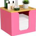 VITVITI Disposable Face Towel Holder Box, Acrylic Facial Towel Container for XL Clean Skin Club, Large Disposable Face Towels Storage with Bamboo Lid, for Bathroom, Vanity Makeup, Pink