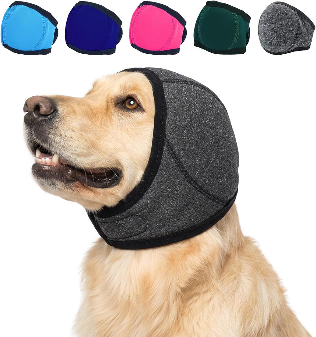 MIGOHI Dog Ear Covers Hood, Dog Ear Muffs with Soft Padding, M | Lightweight Ears Covers for Noise Protection, Anti-Anxiety Head Wrap, Vet Visits, Thunder, Grey, 
Size	M