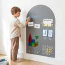 Magnetic Arch Wall Decal: Large 39.4"x23.6" Strong Adhesive Screen Free Chalkboard for Wall - Modern Playroom Decor & Homeschool Learning Station for Toddlers 1-4 & Kids 5-10 (Quiet Gray)