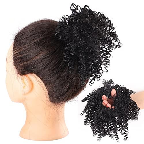 Women's Synthetic Short Hair Bun Synthetic Elastic Chignons Curly Hairpiece Hair Extensions