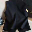 GORGLITTER Women's Button Up Blazer Vest Top Dressy Sleeveless V Neck Business Casual Work Tops Trendy (L)