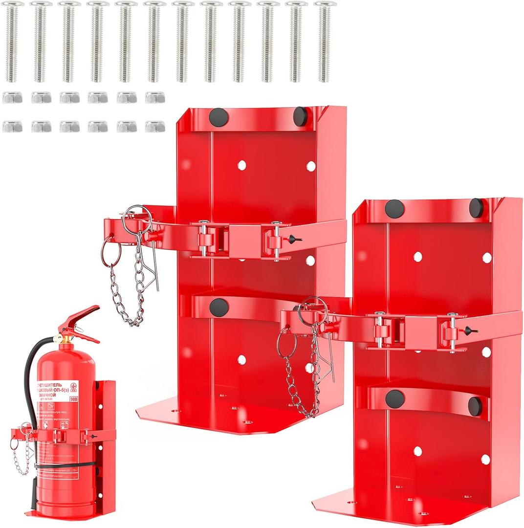 Fire Extinguisher Mount, 2PCS Heavy Duty Fire Extinguisher Bracket with Screws Fits 10lb Dry/5lb Co2 Extinguisher for School Home Garage Laboratory and Vehicle Perfect for Wall Mount