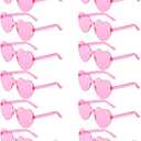 16 Pairs Heart Shaped Sunglasses Candy Color Rimless Fun Heart Glasses for Women Party Favors (Pink)