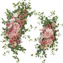 Ting's time Wedding Arch Flower Pack of 2 Artificial Silk Large Flower Swag Wedding Arches for Ceremony Reception Backdrop Floral Decor for Fall Wedding Party Ceremony (Dark Pink)