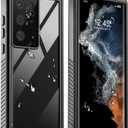 Designed for Waterproof Samsung Galaxy S22 Ultra Case, Built-in Camera & Screen Protector [IP68 Waterproof][Military Drop Proof] Full Body Protective Phone Case for Galaxy S22 Ultra,Black/Clear
