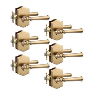 Asidrama 6 Pack Champagne Bronze Privacy Door Handles, Bronze Door Lever with Door Knobs Indoor for Bedroom or Bathroom, Heavy Duty Door Handles Interior with Locks for Left Right Sided Doors ZR19-262