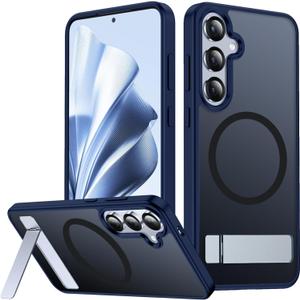 SPIDERCASE Magnetic for Samsung Galaxy S25 Case, [3 Stand Ways][ Military Grade Drop Protection] with Invisible Stand Shockproof Slim Case, Blue