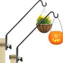 2 Packs Extended Fence Deck Heavy Duty Bird Feeder Hook, 360 Degree Rotary and Length Adjustable Plant Bracket for Bird Feeders Planters Suet Baskets Lanterns Wind Chimes and More