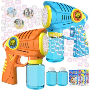 Bubble Gun for Kids, 2 Pack Automatic Bubble Guns Toys Gift Boys and Girls - Summer Outdoor Play Toy Bubbles Blaster Maker Blower for Kid Party, Birthday, Wedding