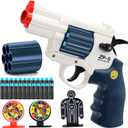 Soft Bullet Toy Gun Foam Blaster Toy Revolver, EVA Safety Soft Bullets Educational Shooting Game Toys, A Surprise Gift for Teens Adults Birthday Christmas Halloween (White)