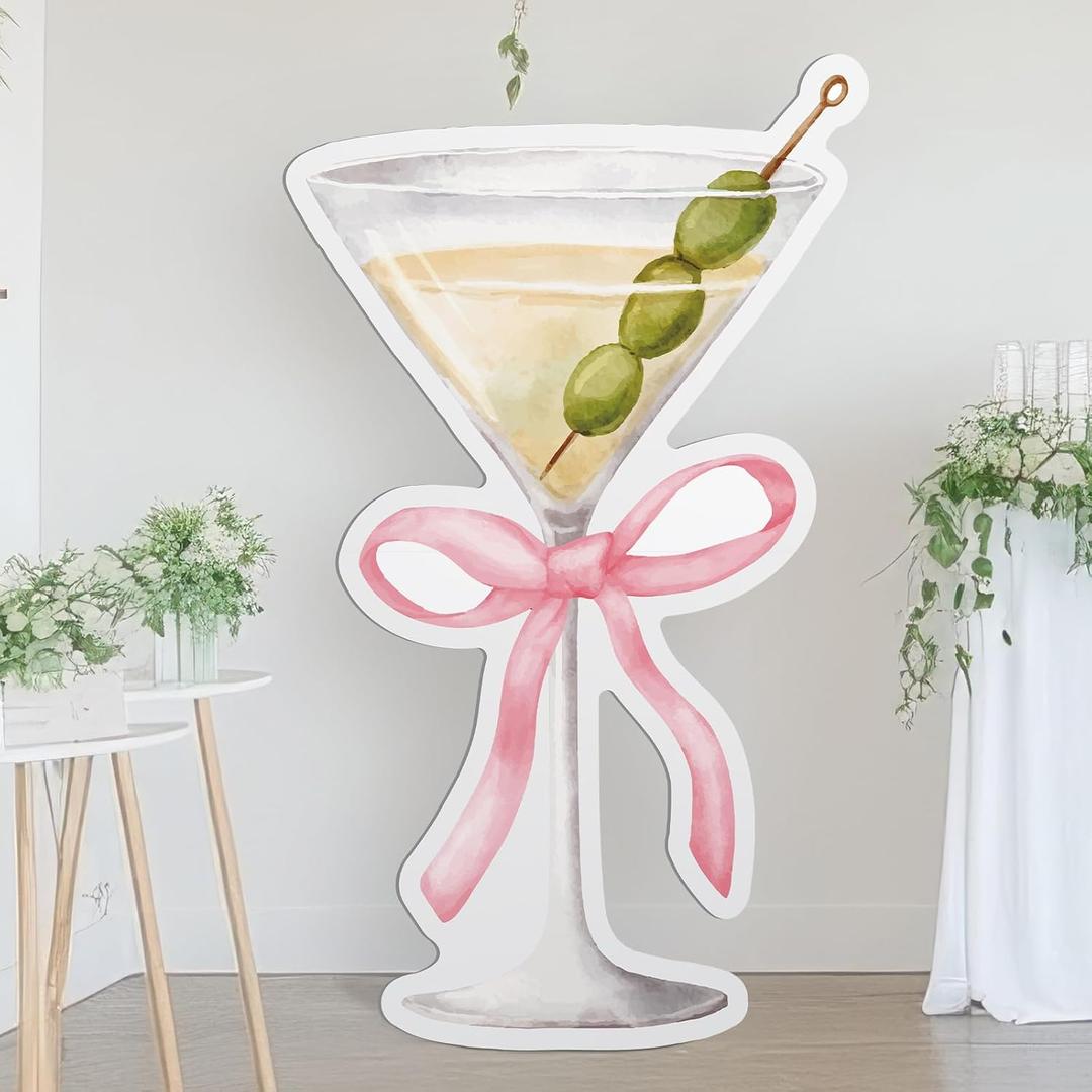 Colingmill 4ft a Tini Bit Older Birthday Decorations Pink Martini Party Backdrop Birthday Party Cardboard Cutouts Decor for Women Bar Wedding Bridal Shower Supplies