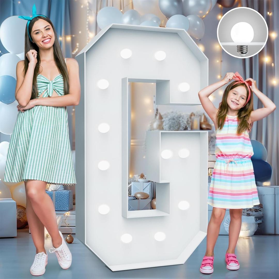 4FT Marquee Light Up Letters - Cool White Light Up Letters G with Fixed Water Bag, Party Decoration Large Marquee Light Up Letter can Be Used for Wedding Decoration, Birthday Party Deco