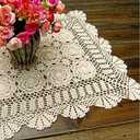 Cotton Handmade Crochet lace Table Runners Rectangular Tablecloth Doilies Doily Table Dresser Scarf Dcor,19x23Inch,Beige