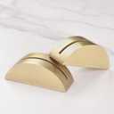 UNIQOOO 10 Pack 3.3" Arch Gold Wood Stand with 1/8" Slot, for Wedding Acrylic Table Number Sign, Wedding Display Stand, Card Holder, Great for Bar Menu, Retail Sign, Party and Events