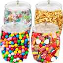 4 Piece Candy Jars with Lids, 90oz Plastic Candy Jars Bulk Acrylic Cookie Jars Airtight Buffet Containers, Wide Mouth Stury Candy Jar for Candy Buffet Office Desk Home Table