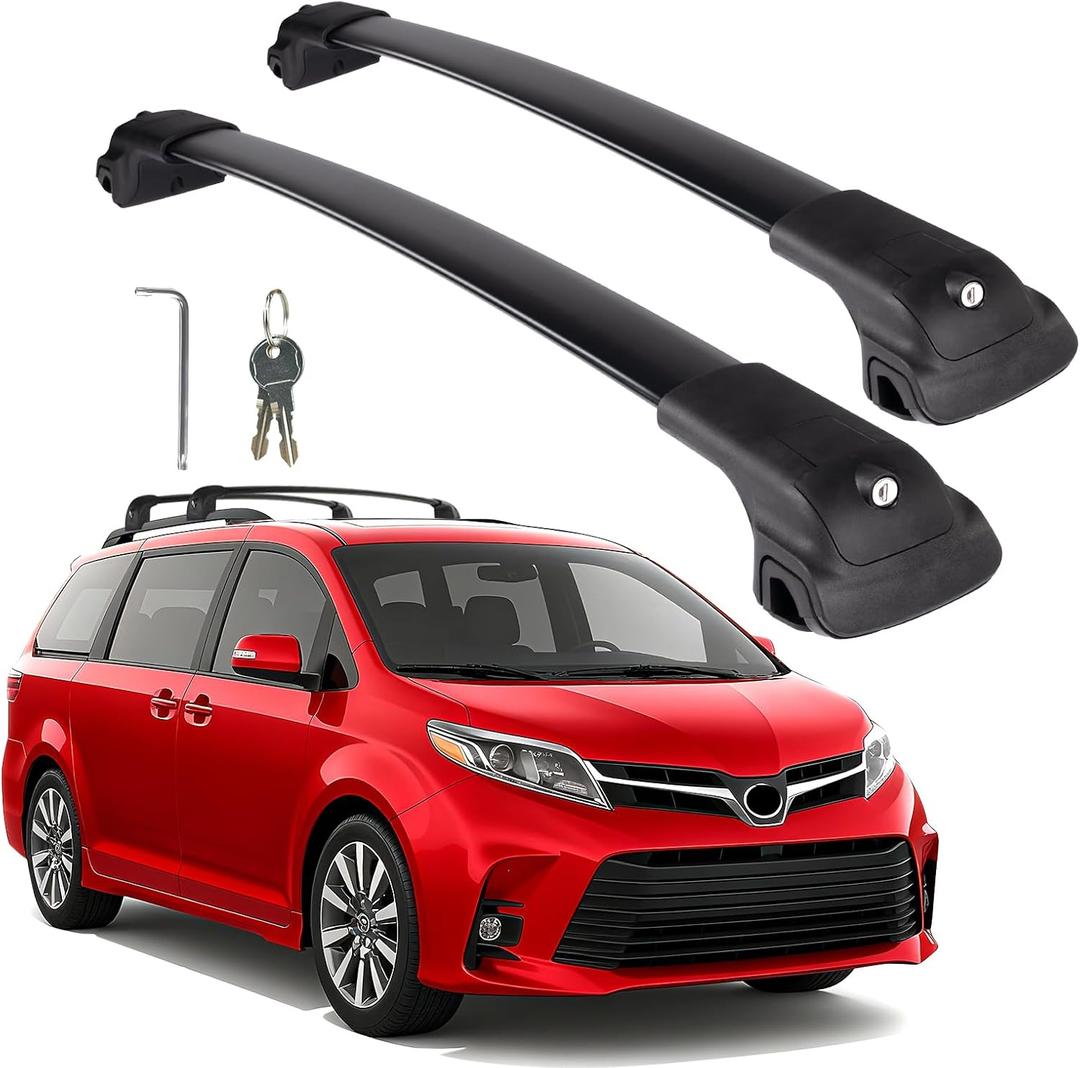 Roof Rack Cross Bars Compatible with Toyota Sienna 2010-2020, 260lbs Heavy Duty Lockable Aluminum Roof Rails Crossbars Cargo Bars Canoe Rooftop Luggage
