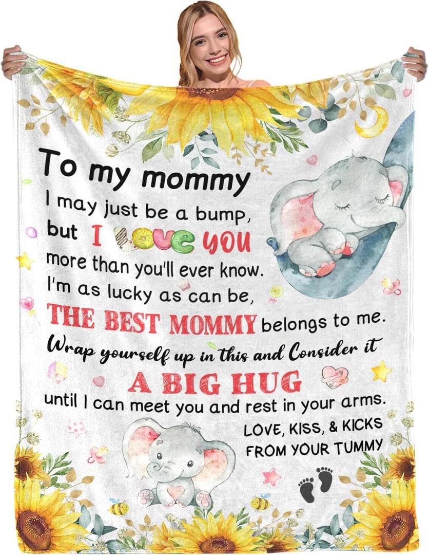 New Mom Gifts, Moms to be Gift, First Time Mom Gifts, Pregnancy Postpartum Gift for Mommy Mother, Soft Flannel Throw Blanket 60"50"